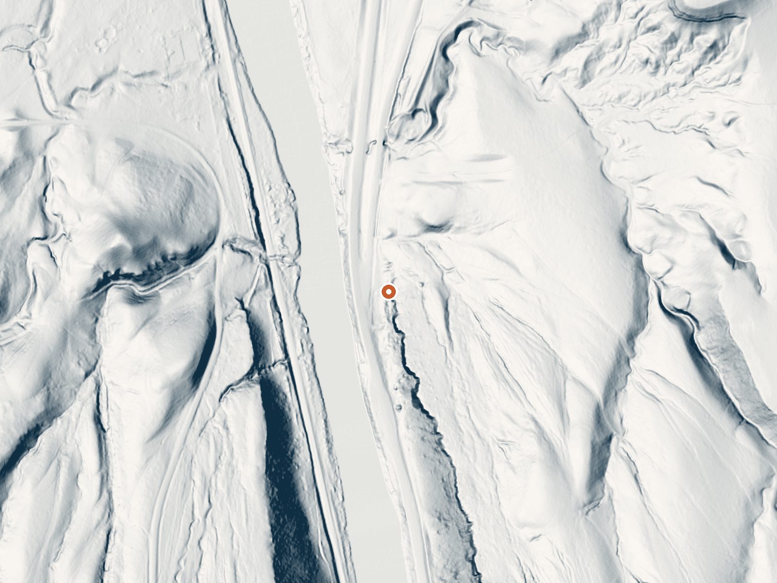 LiDAR bare-earth view of the same ground around Wind River Canyon Spring