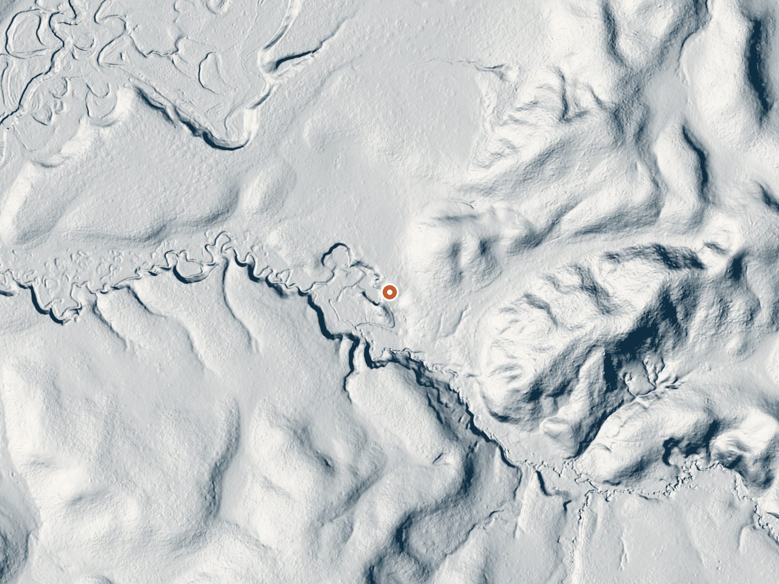 LiDAR bare-earth view of the same ground around the spring