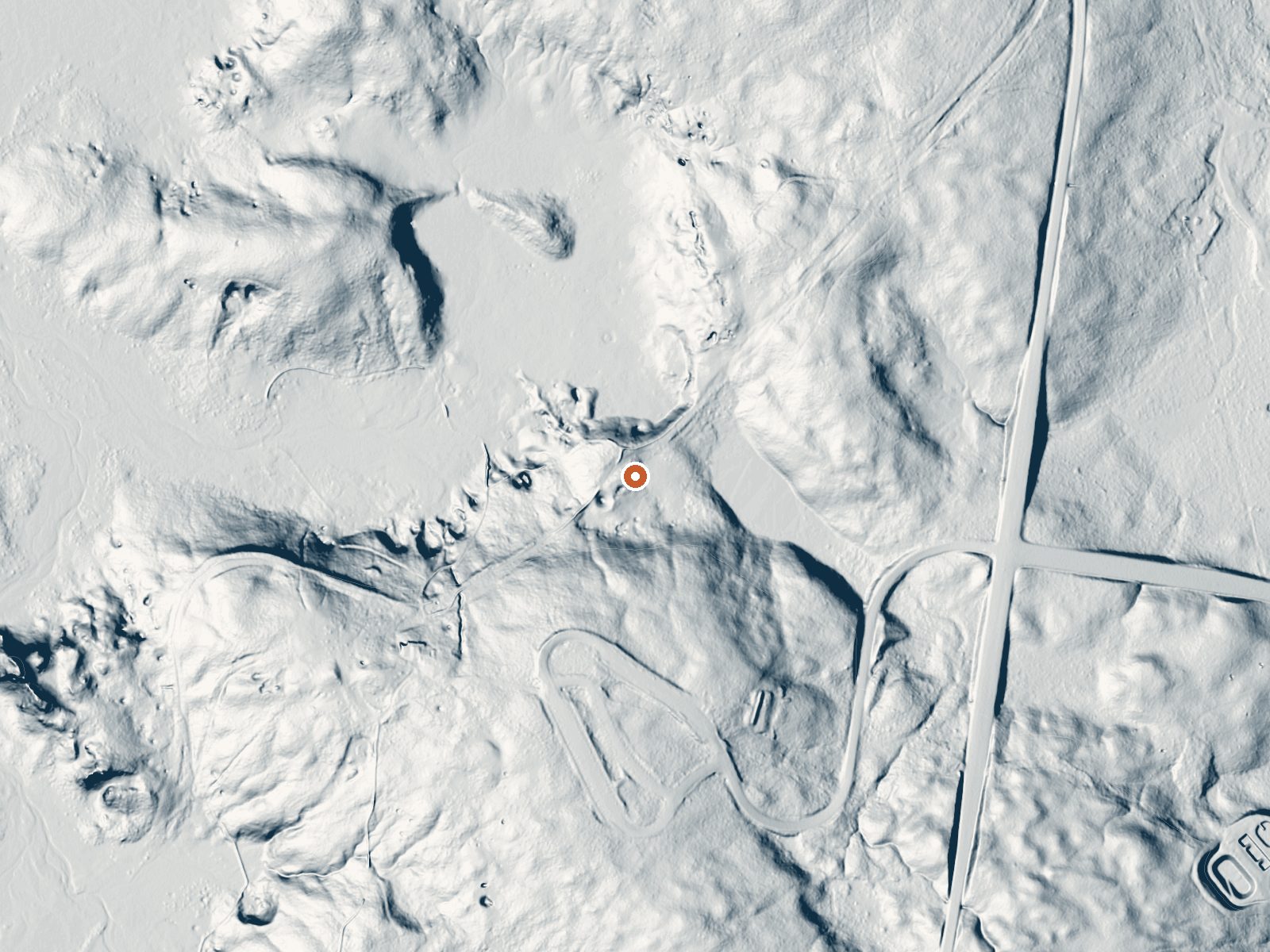 LiDAR bare-earth view of the same ground around the spring