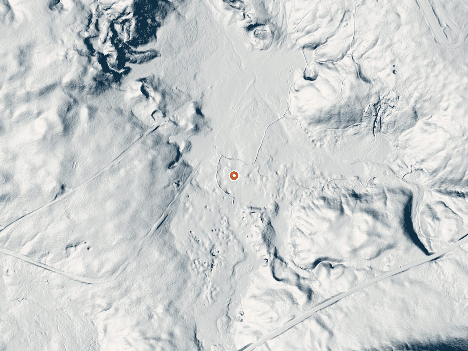LiDAR bare-earth view of the same ground around the spring
