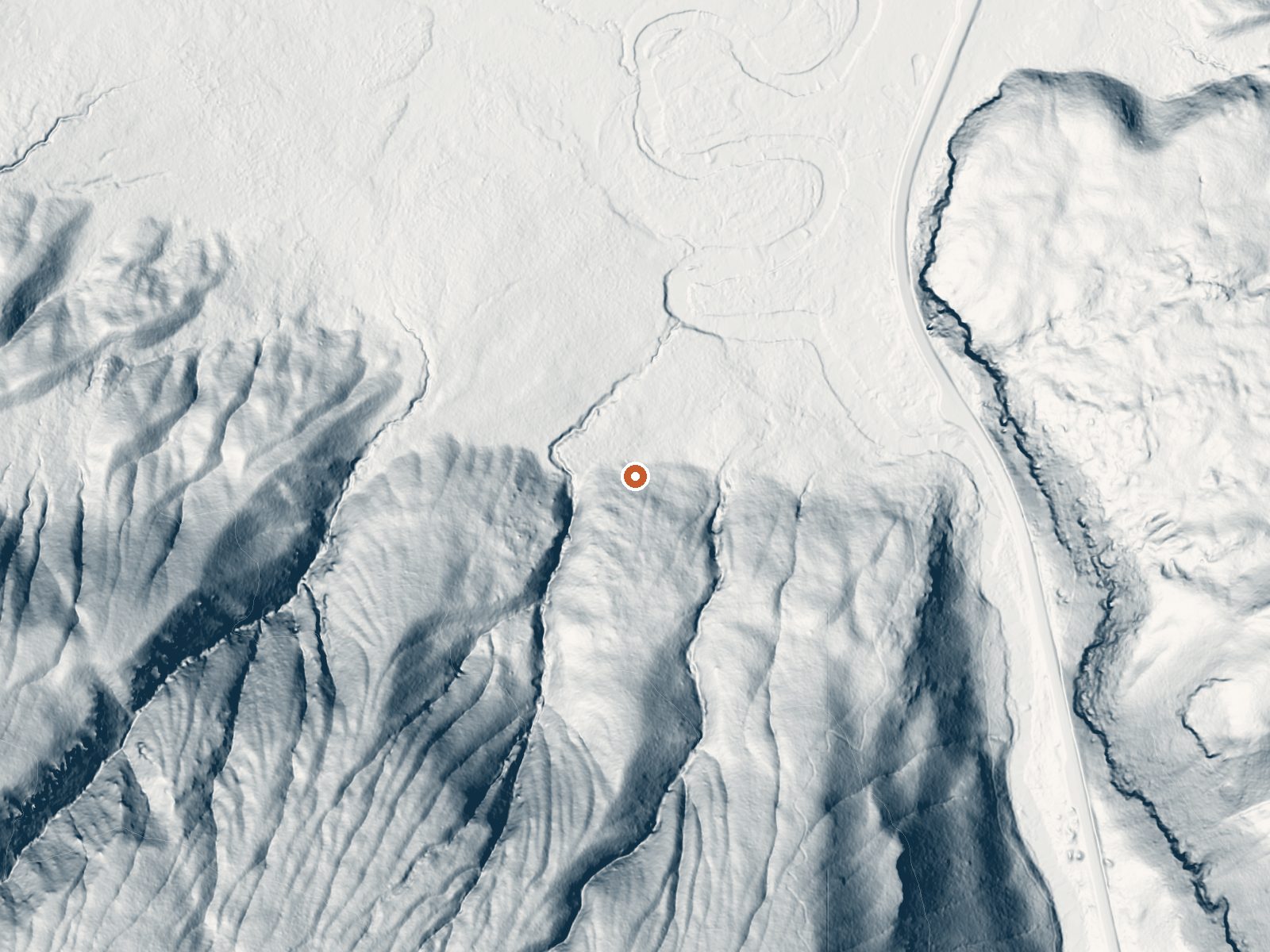 LiDAR bare-earth view of the same ground around the spring