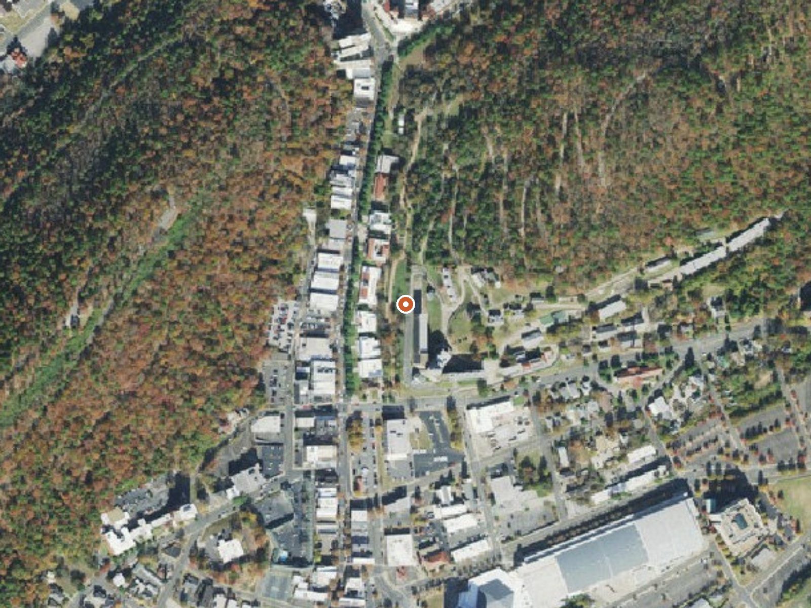 Aerial view of the ground around Hot Springs
