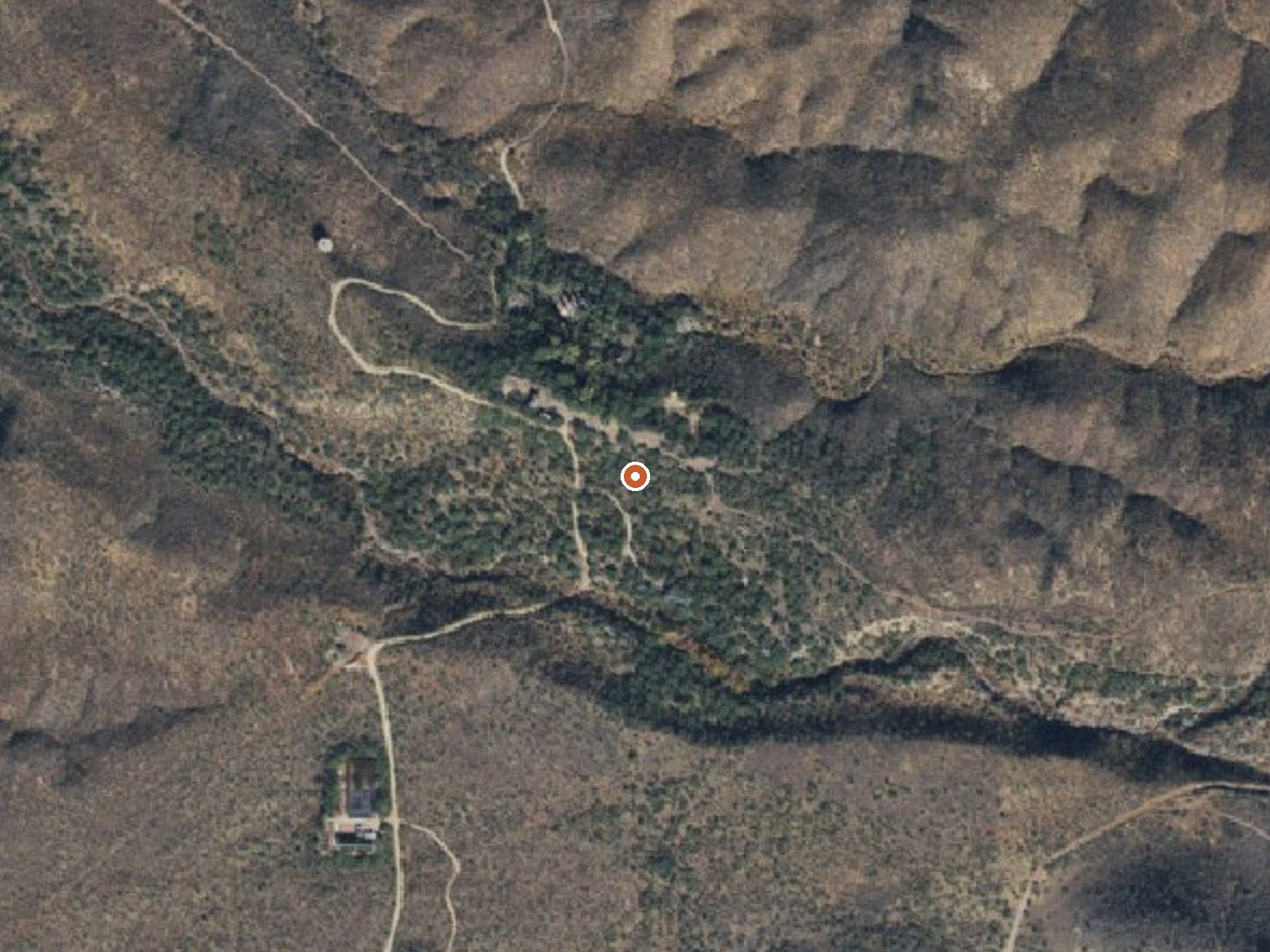 Aerial view of the ground around Agua Caliente Spring