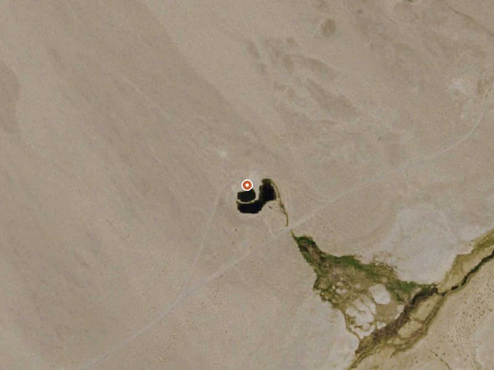 Aerial view of the ground around Fish Lake Valley Hot Well