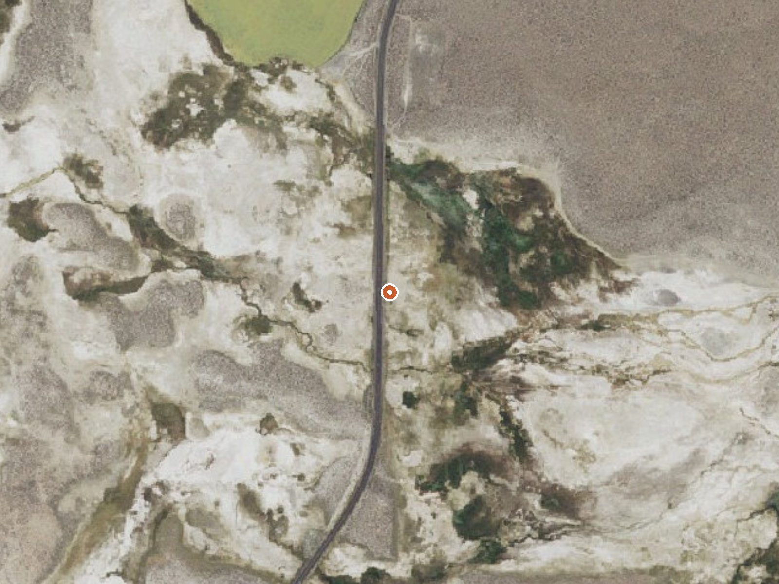 Aerial view of the ground around Hilltop Hot Spring