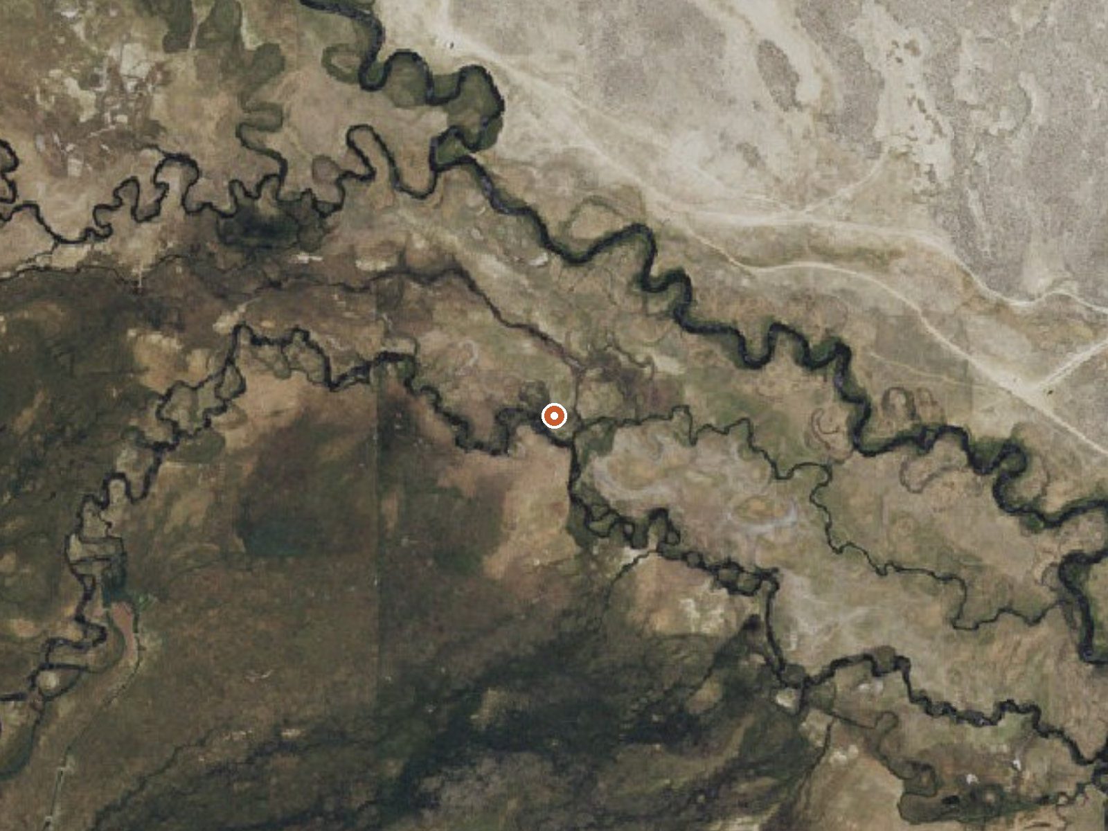 Aerial view of the ground around Hot Creek (Mono County)
