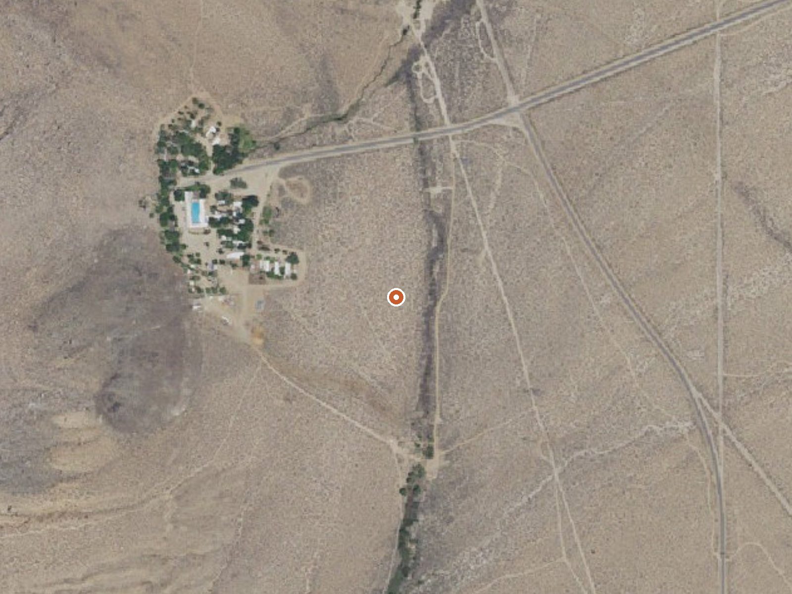 Aerial view of the ground around Keough Hot Springs
