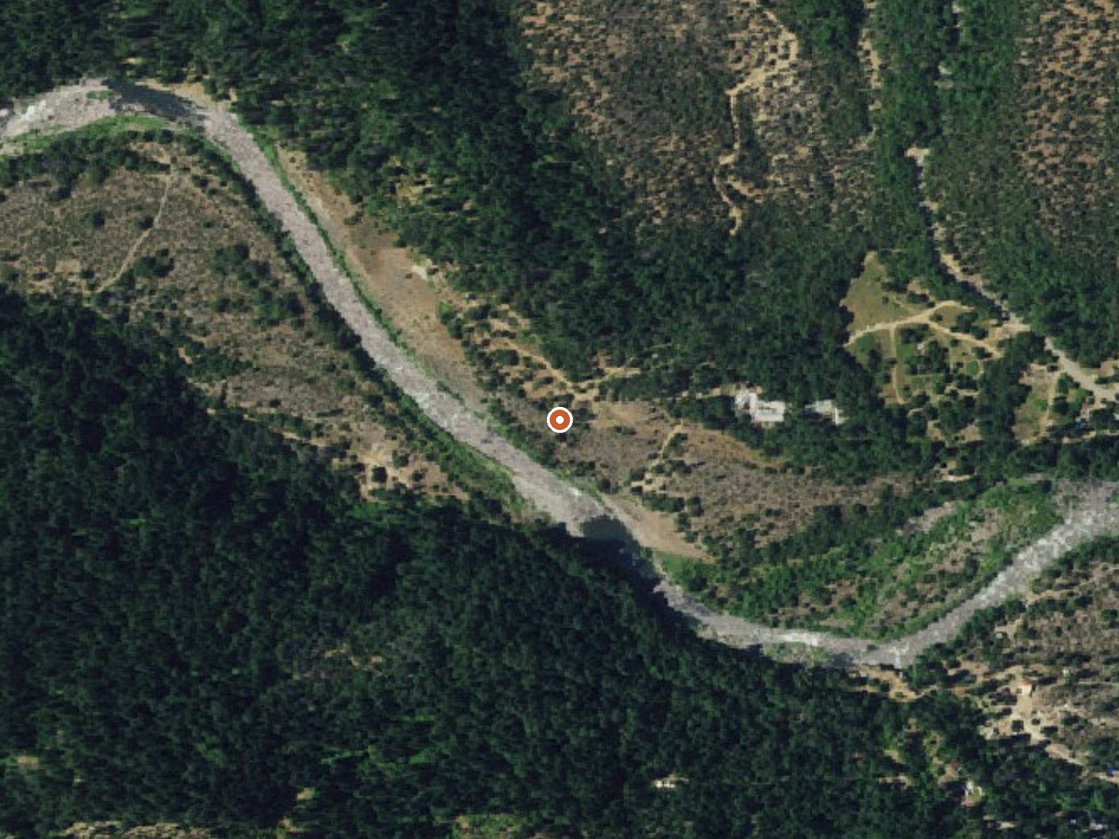 Aerial view of the ground around Big Bend Hot Springs