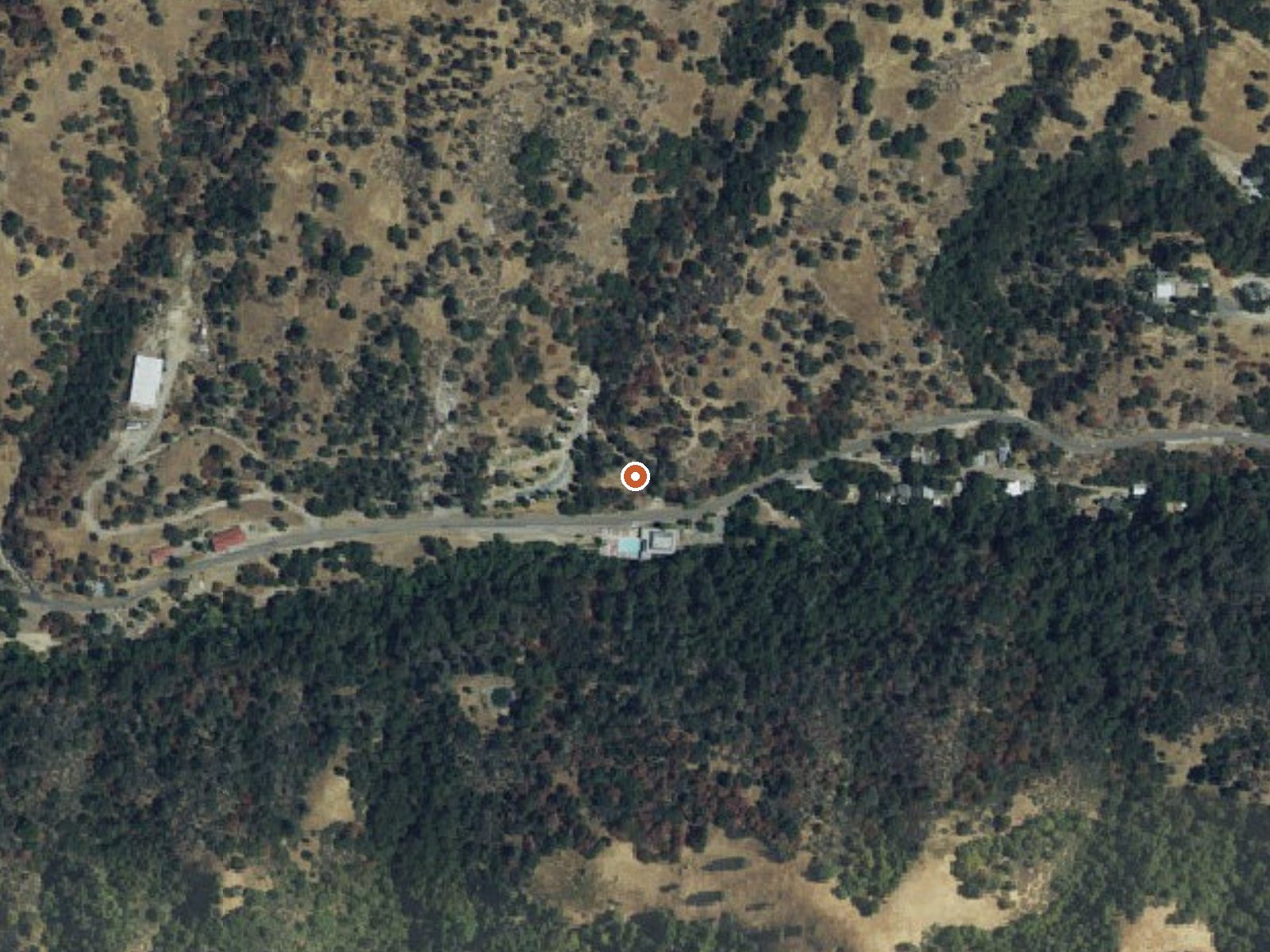 Aerial view of the ground around California Hot Springs