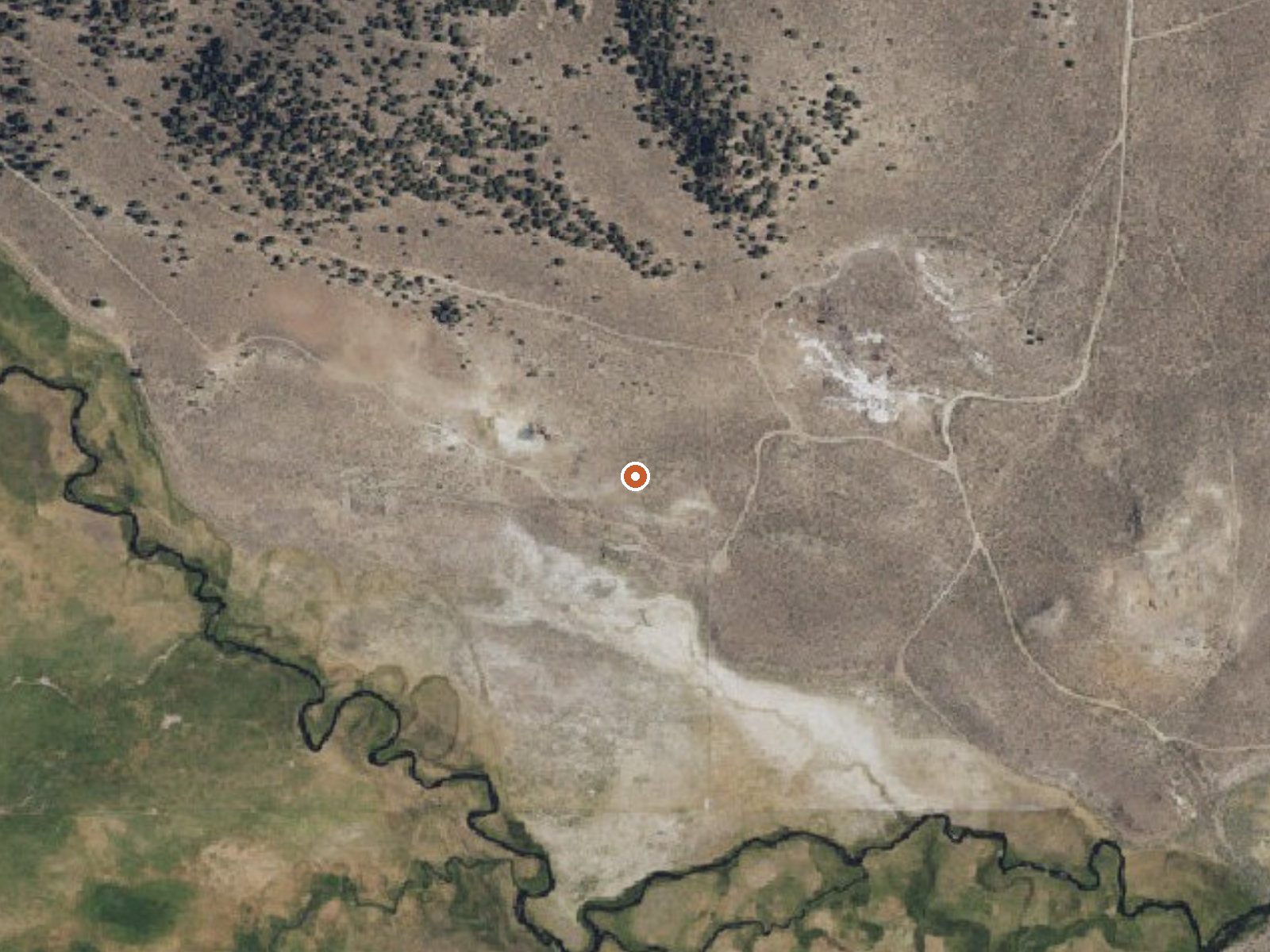 Aerial view of the ground around Casa Diablo Hot Pool