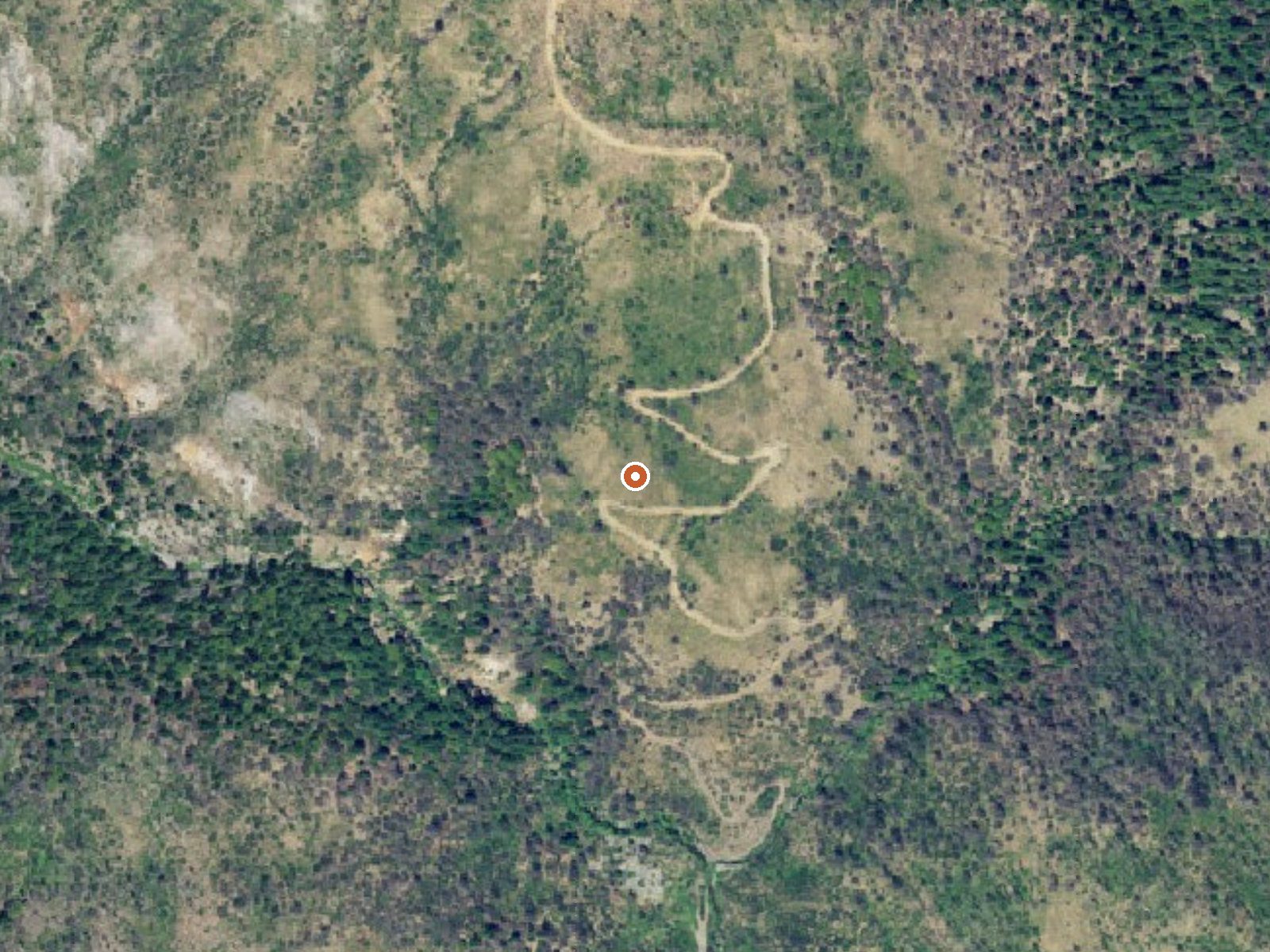 Aerial view of the ground around Crabtree Hot Springs