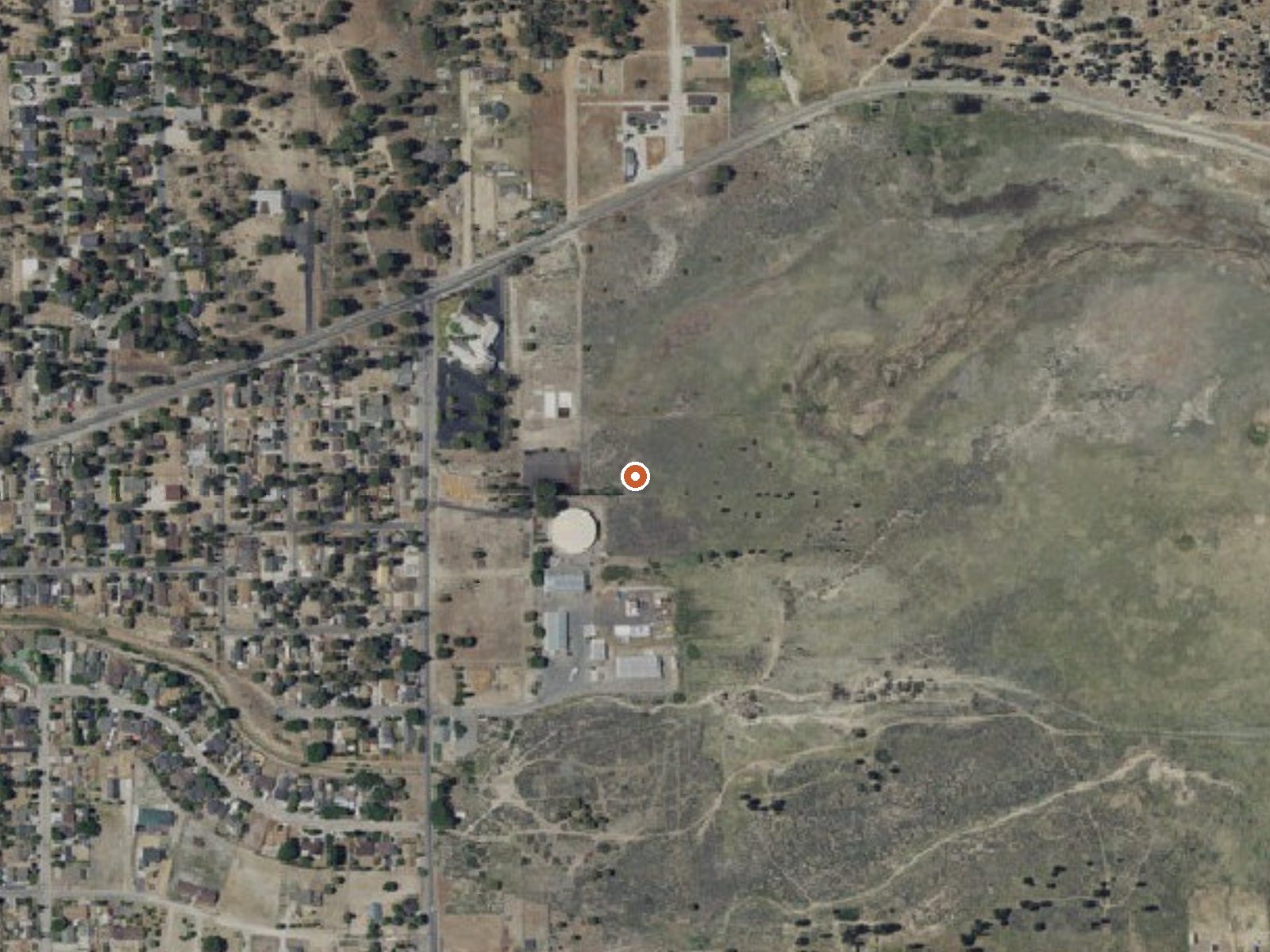 Aerial view of the ground around Pan Hot Springs