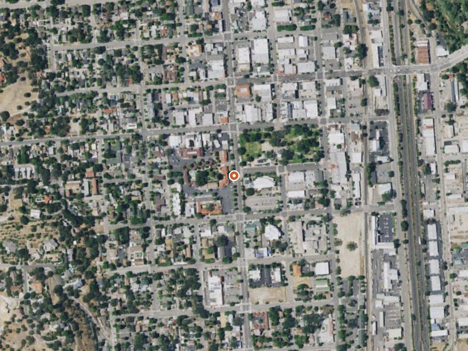 Aerial view of the ground around Paso Robles Hot Springs