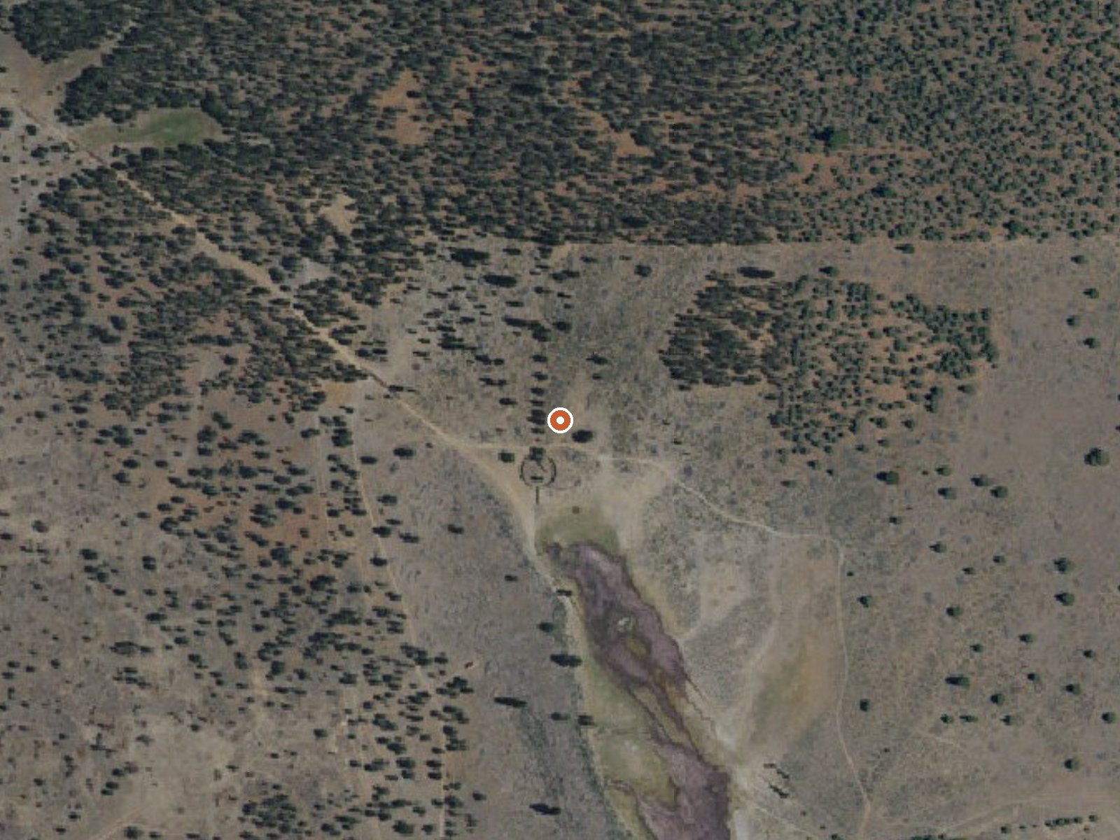 Aerial view of the ground around Pothole Spring