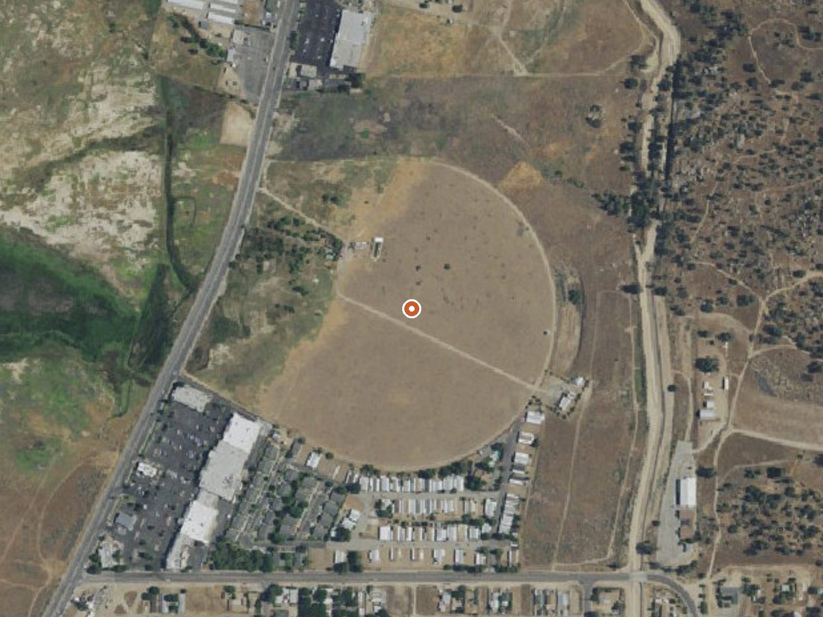 Aerial view of the ground around Scovern Hot Springs
