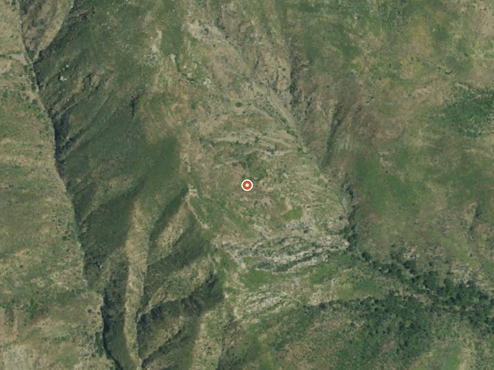 Aerial view of the ground around Sespe Hot Springs