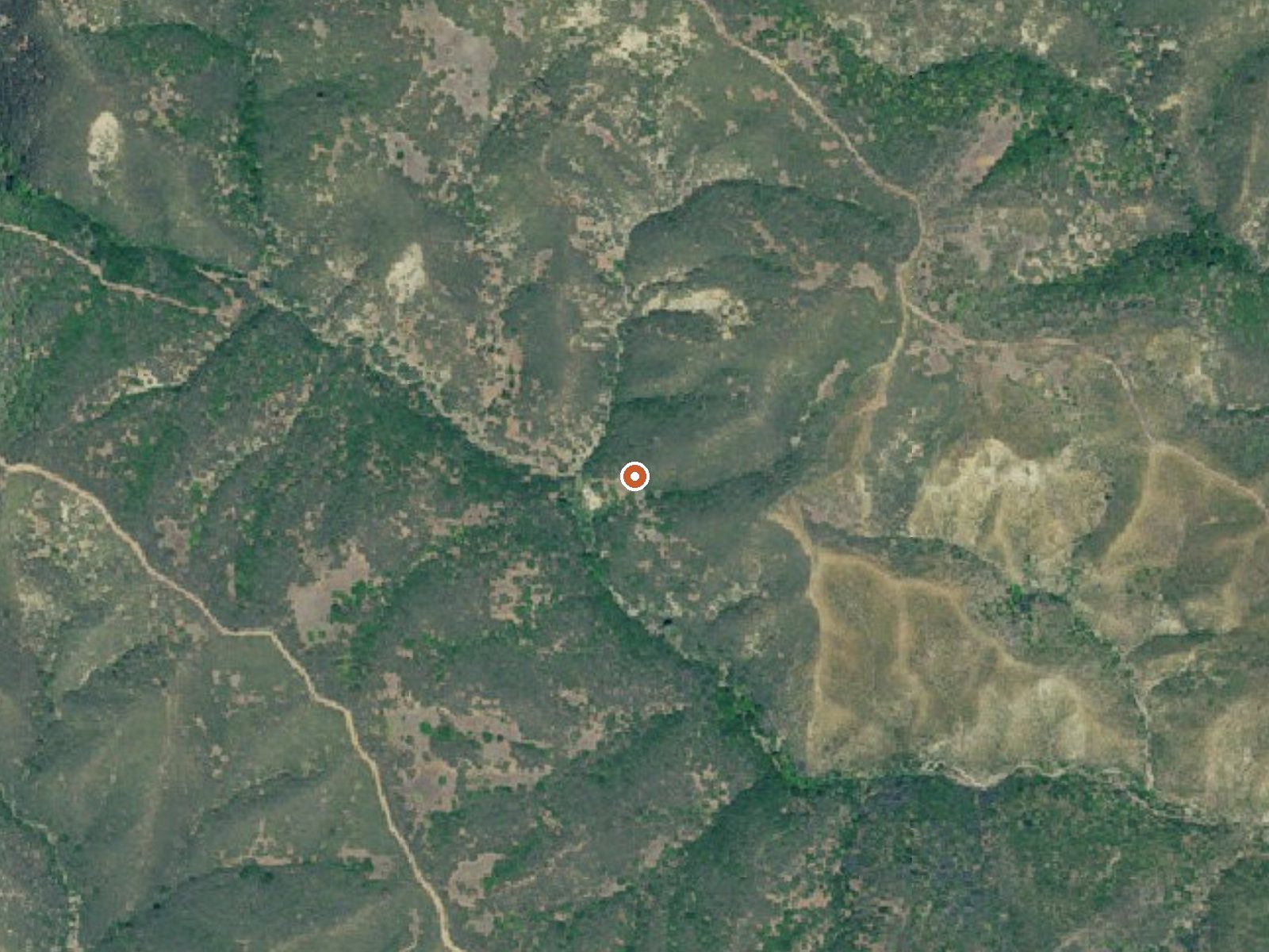 Aerial view of the ground around Soda Spring In Cache Formation