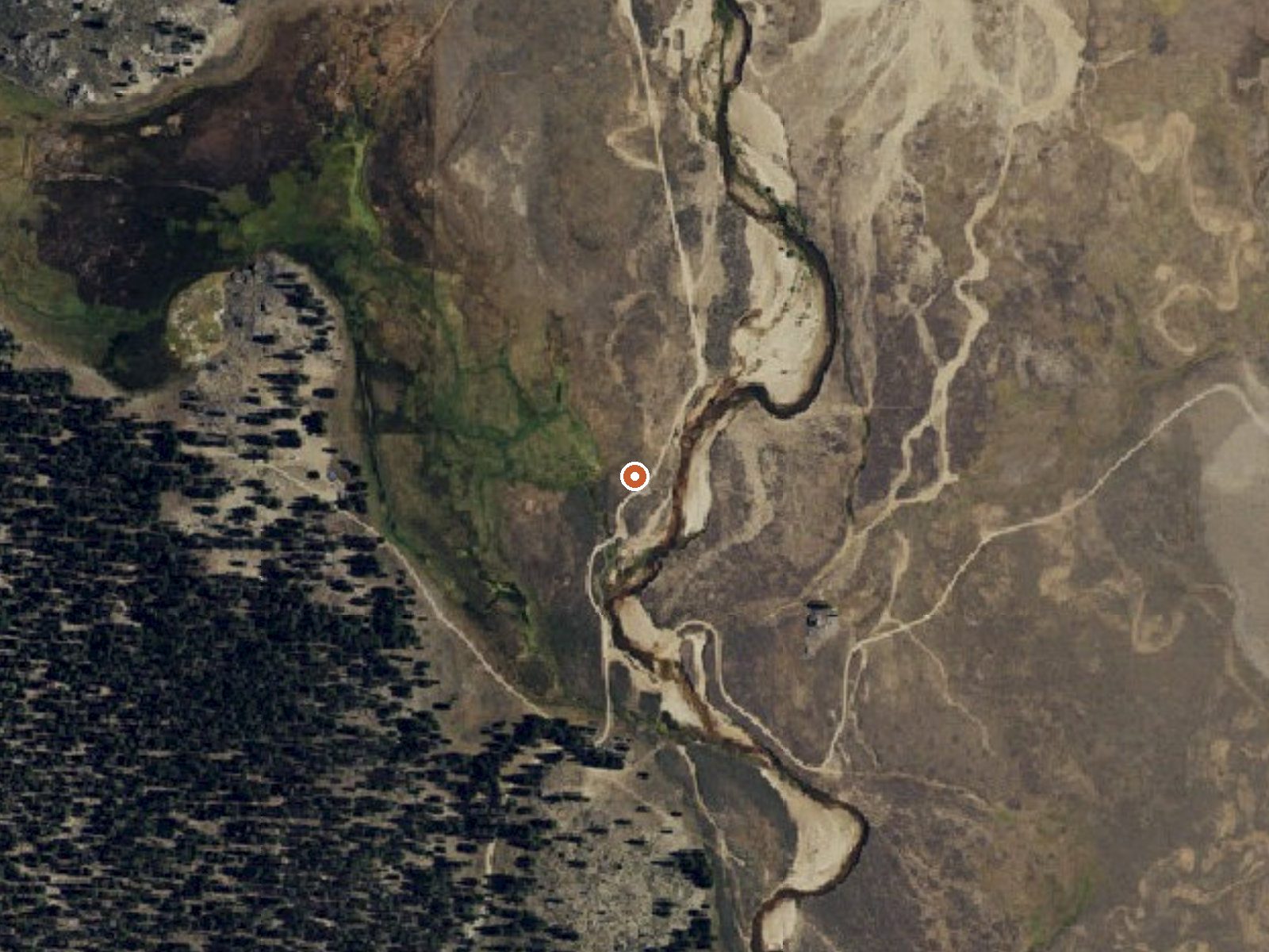 Aerial view of the ground around Soda Springs