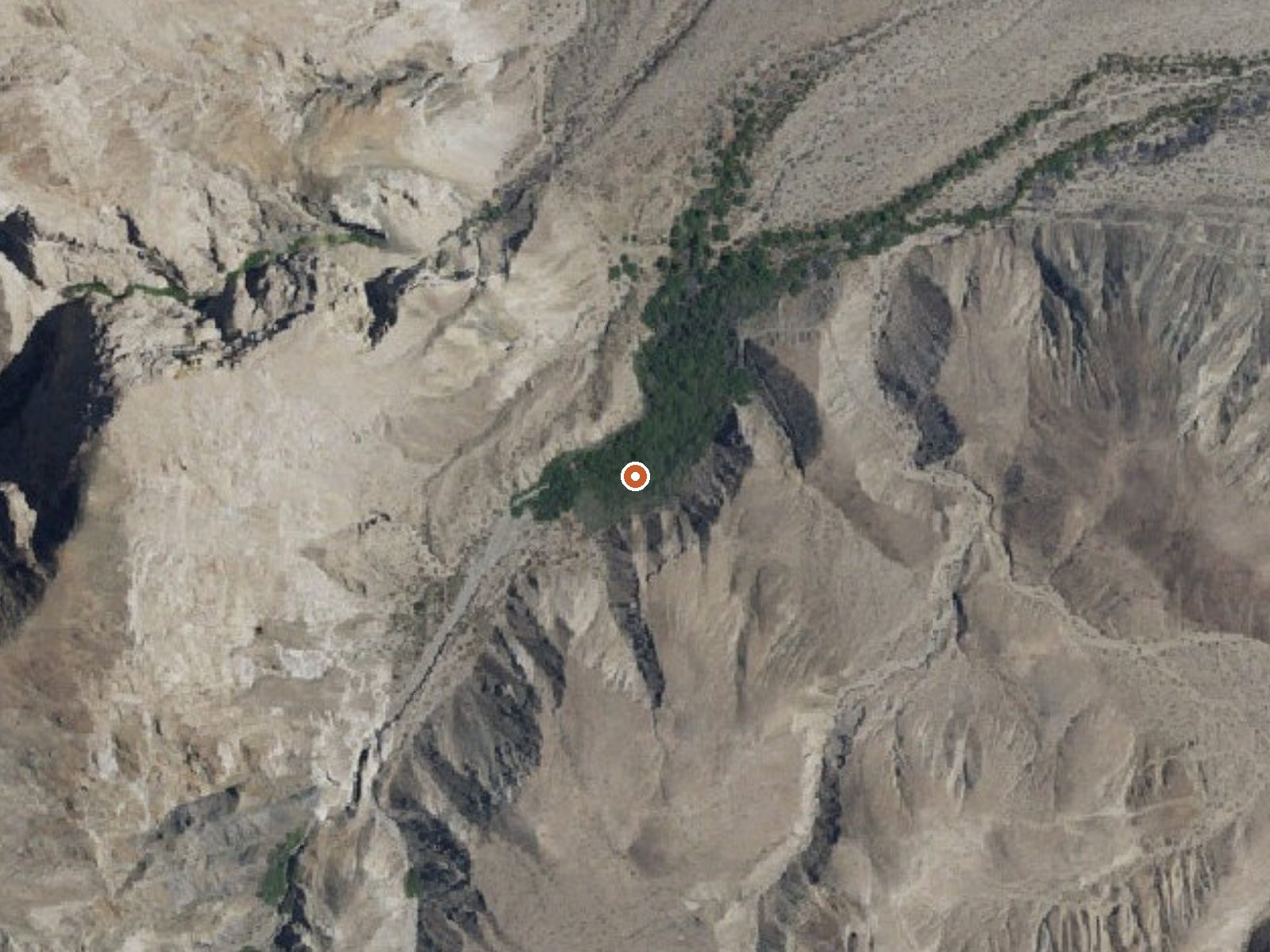 Aerial view of the ground around Little Hunter Canyon Springs