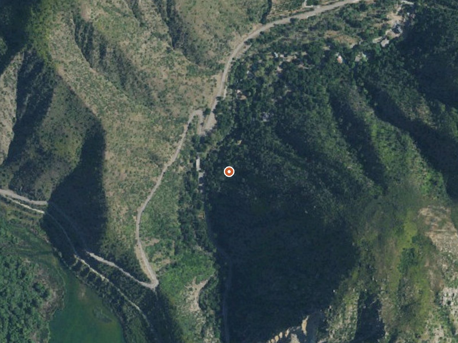 Aerial view of the ground around Matilija Hot Springs