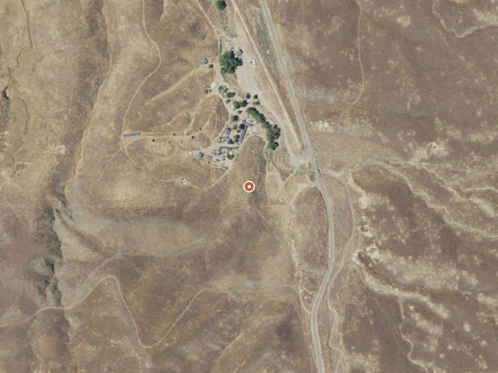Aerial view of the ground around Mercey Hot Springs
