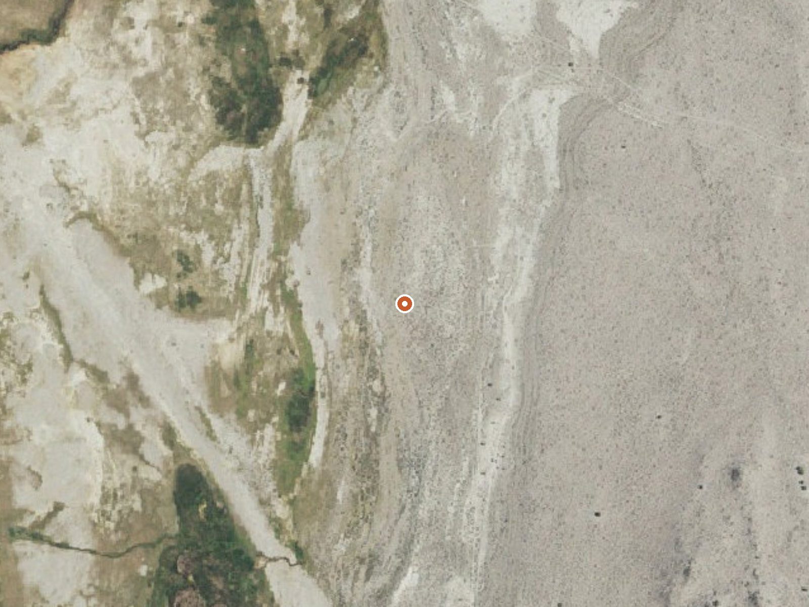 Aerial view of the ground around Mono Basin Warm Springs