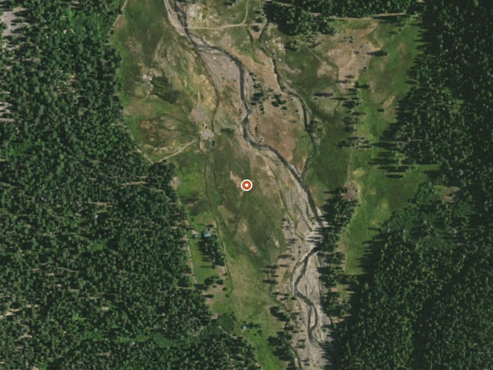 Aerial view of the ground around Morgan Hot Spring
