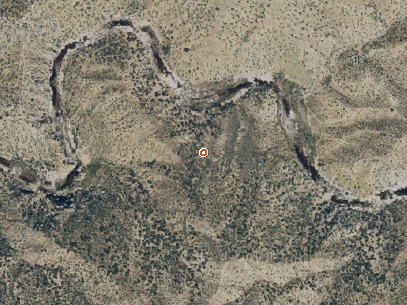Aerial view of the ground around Warm Spring, Hot Spring