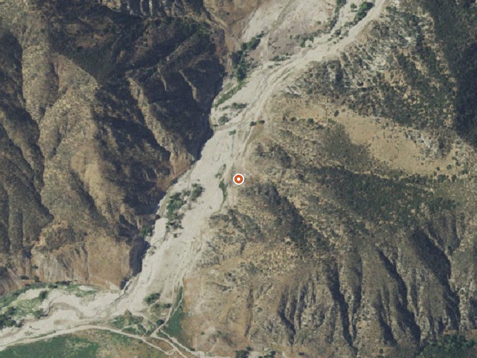 Aerial view of the ground around the spring