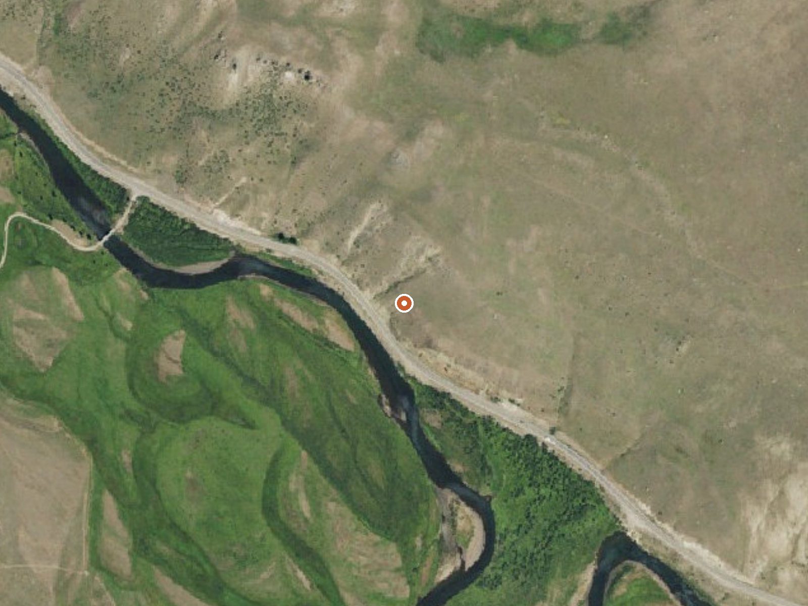 Aerial view of the ground around Birdsie Warm Spring
