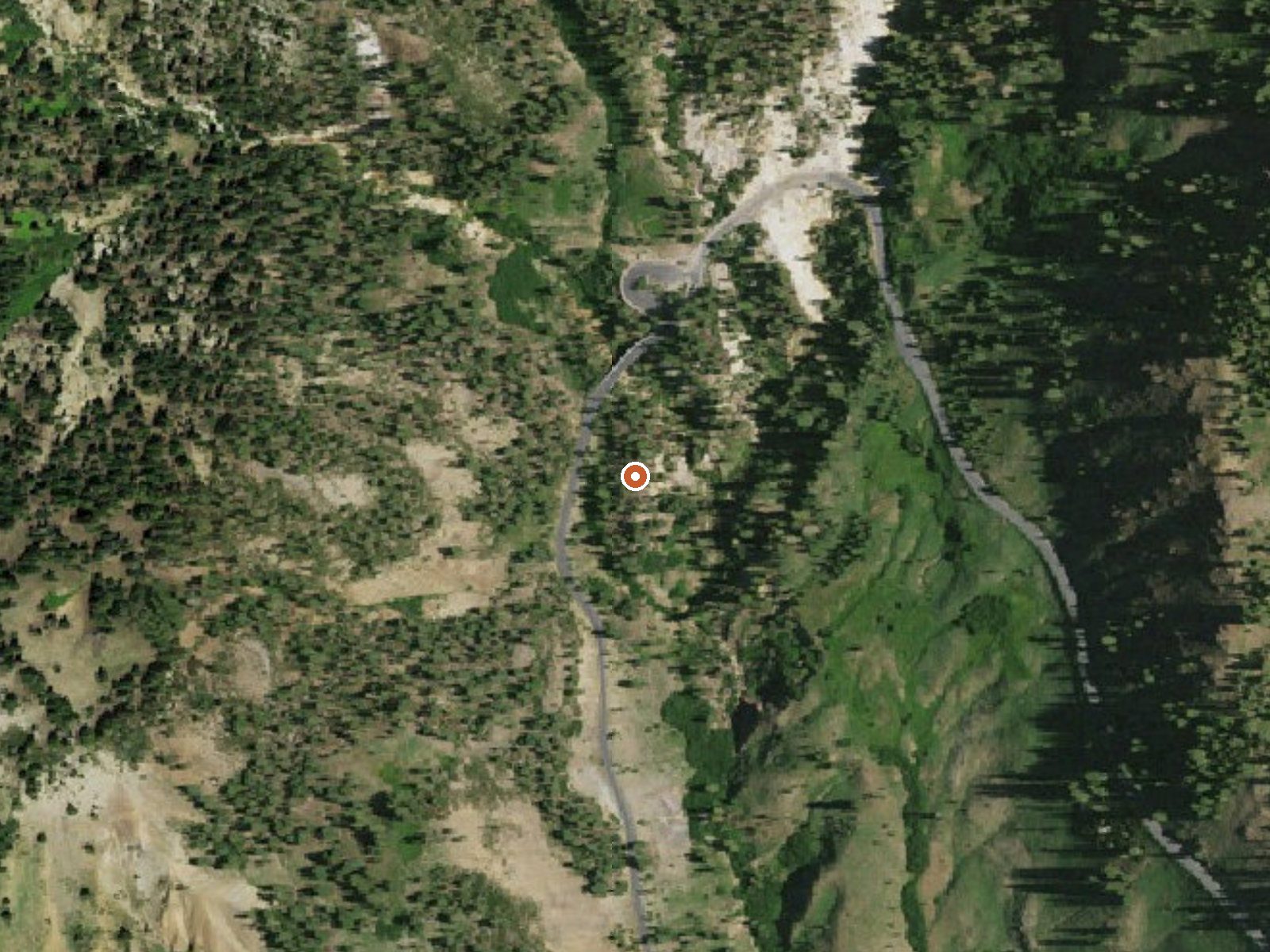 Aerial view of the ground around Sulphur Works, Tophet Hot Springs