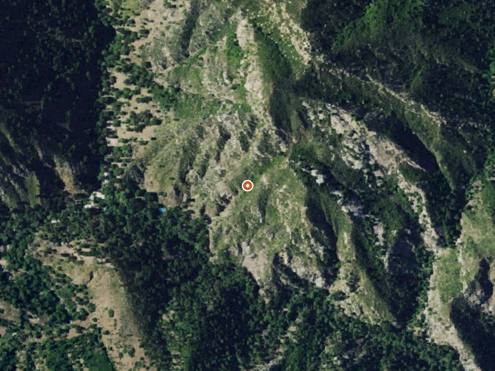 Aerial view of the ground around Tassajara Hot Springs