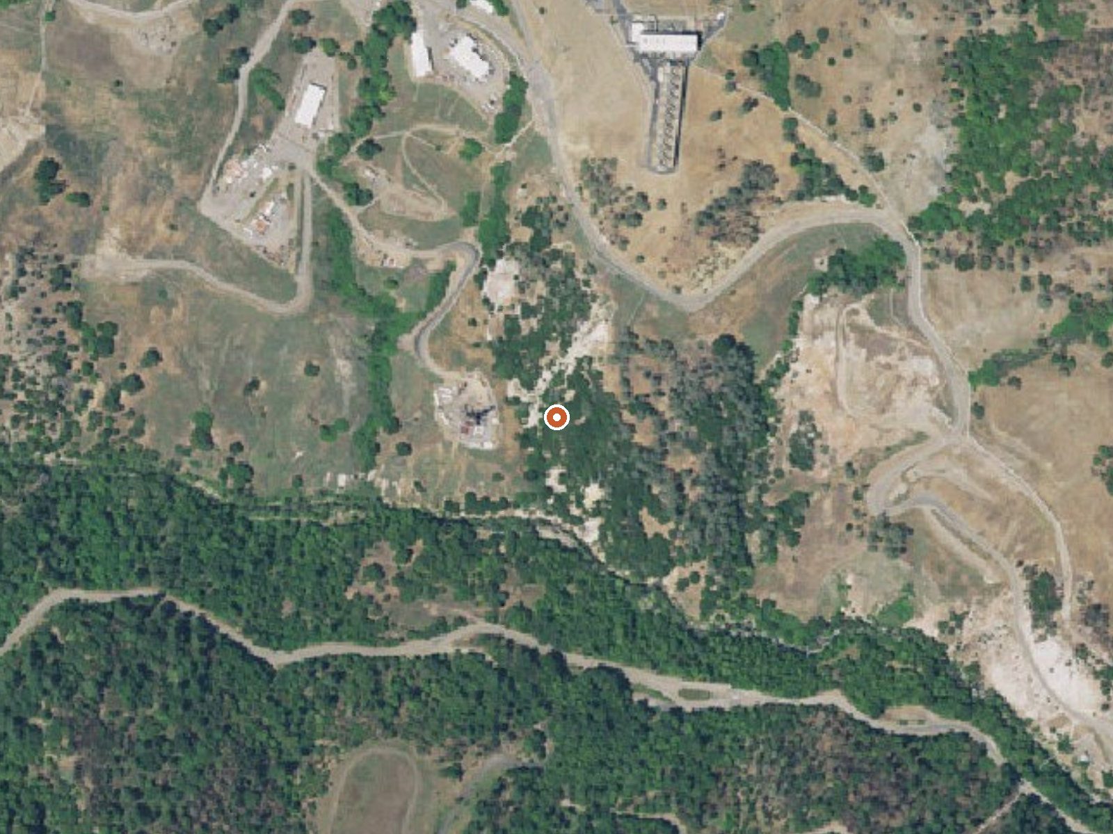 Aerial view of the ground around The Geysers