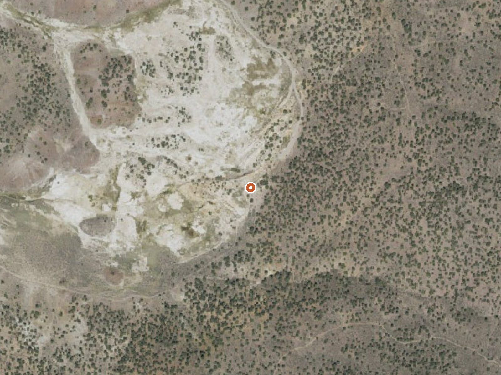 Aerial view of the ground around Travertine Hot Springs