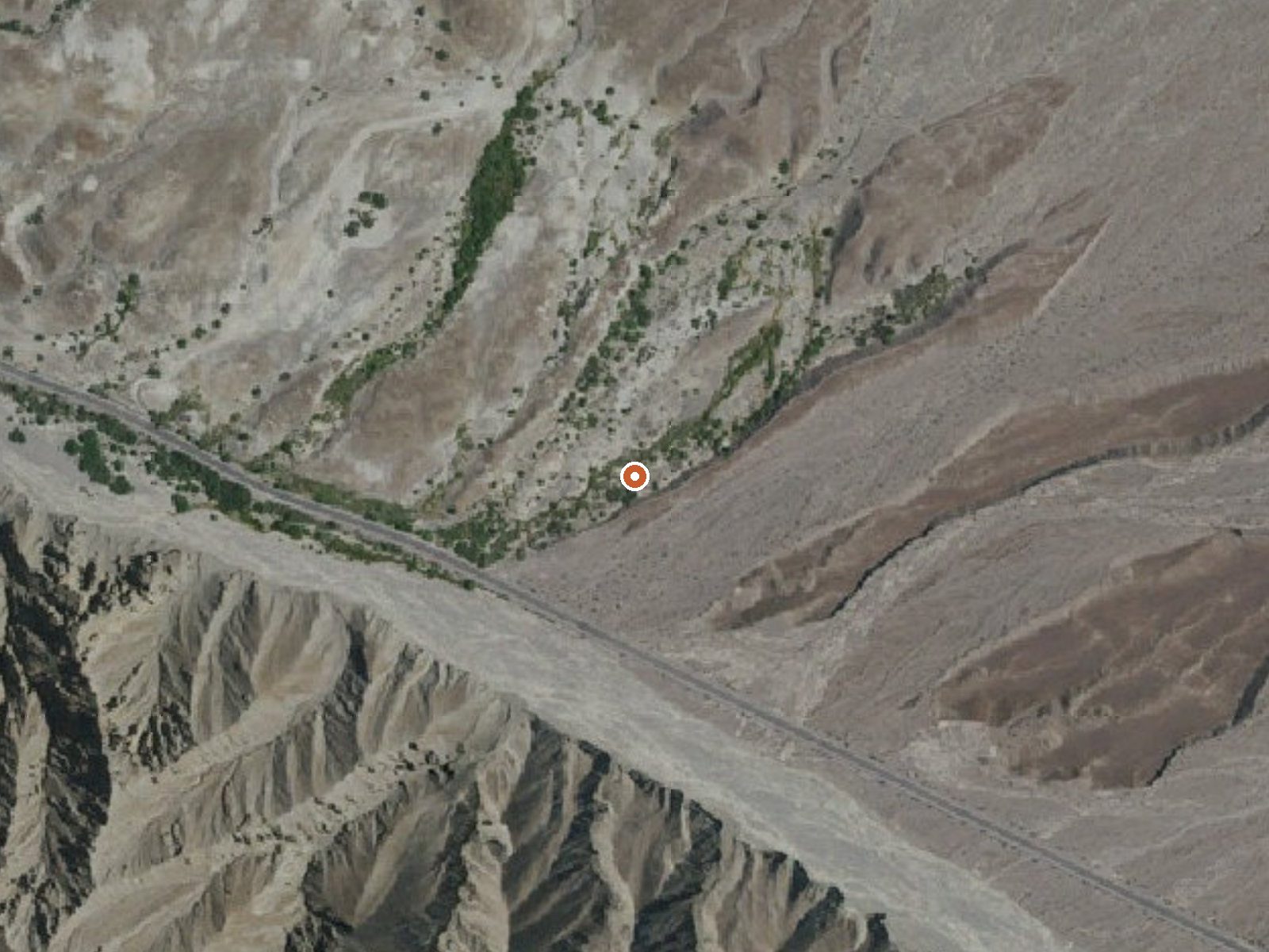 Aerial view of the ground around Travertine Springs