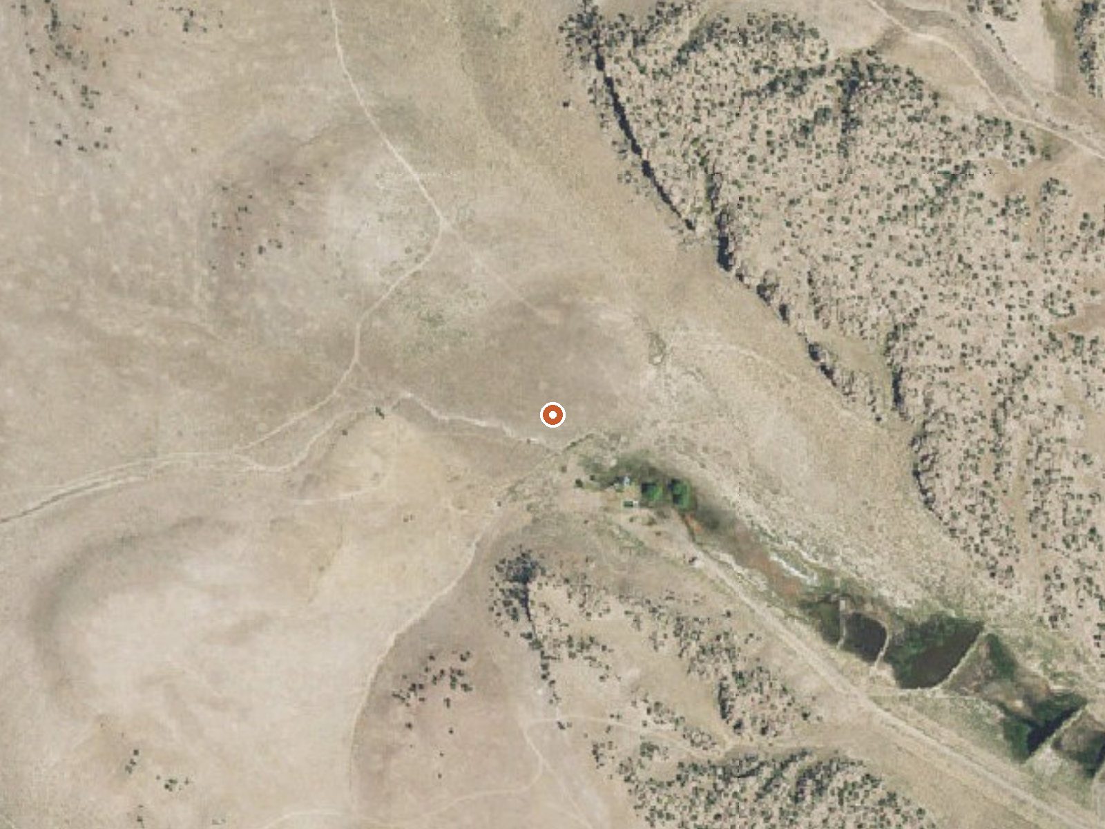 Aerial view of the ground around Shaw Springs