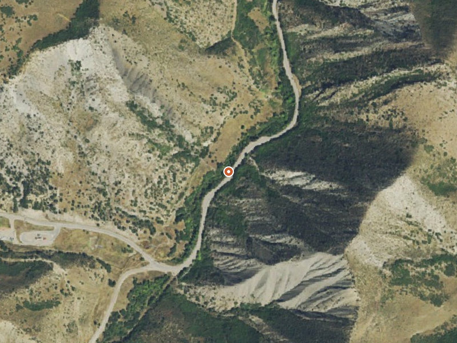 Aerial view of the ground around South Canyon Hot Springs