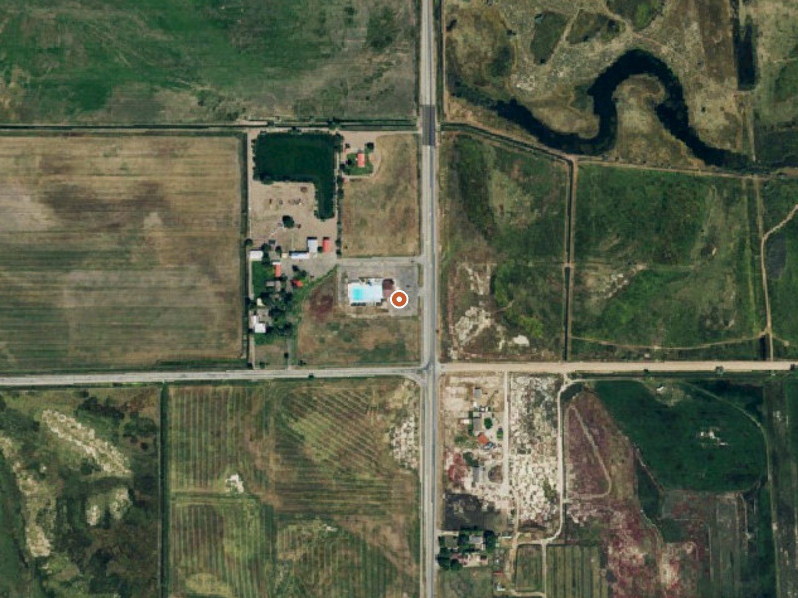 Aerial view of the ground around Splashland Hot Springs
