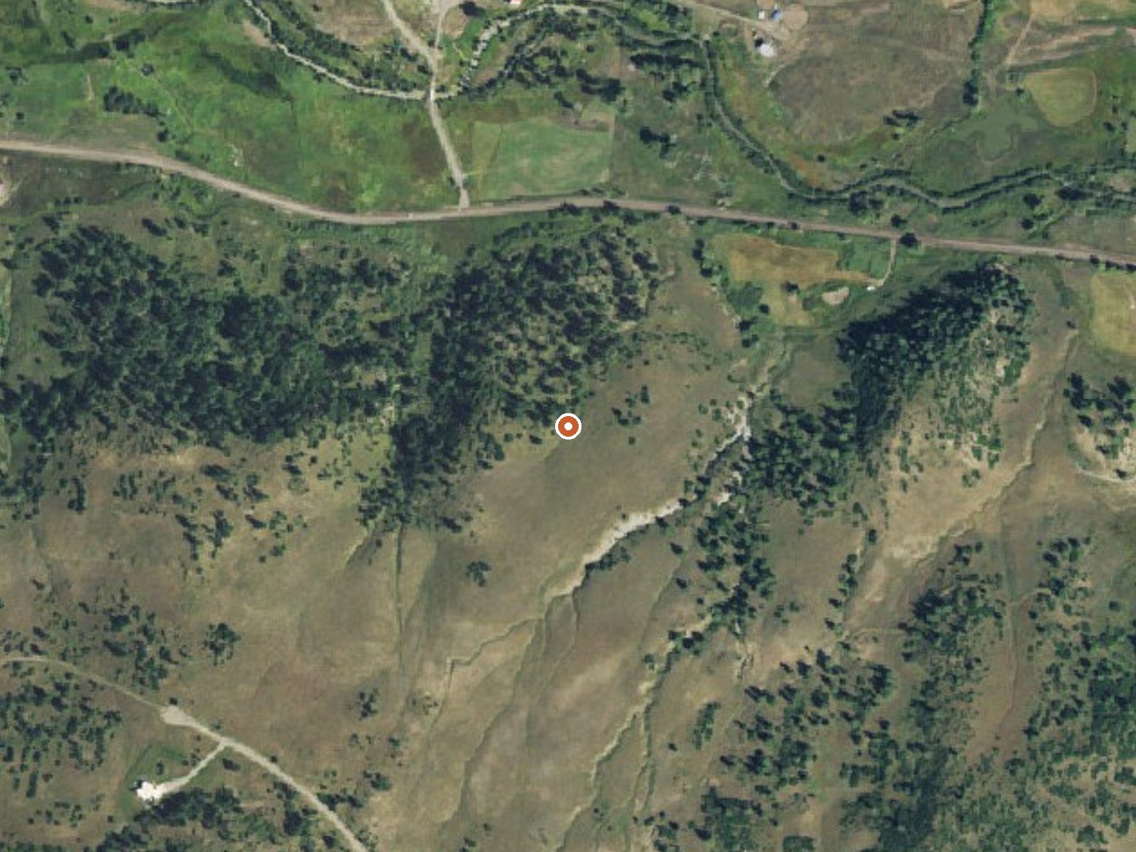Aerial view of the ground around Stinking Springs