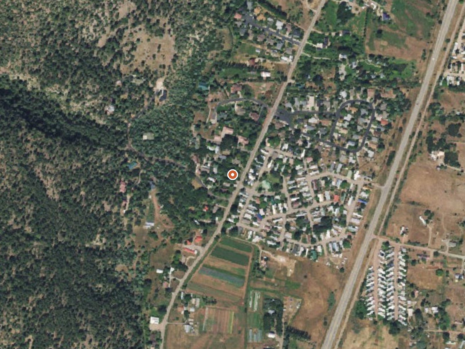 Aerial view of the ground around Stratten Warm Spring