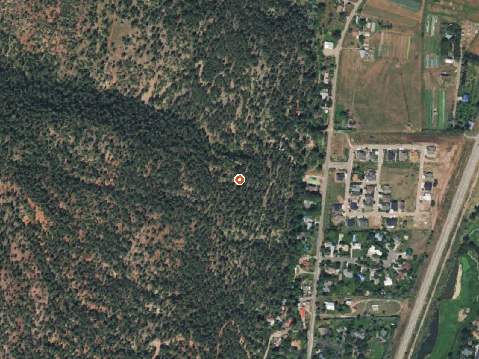 Aerial view of the ground around Tripp Hot Springs