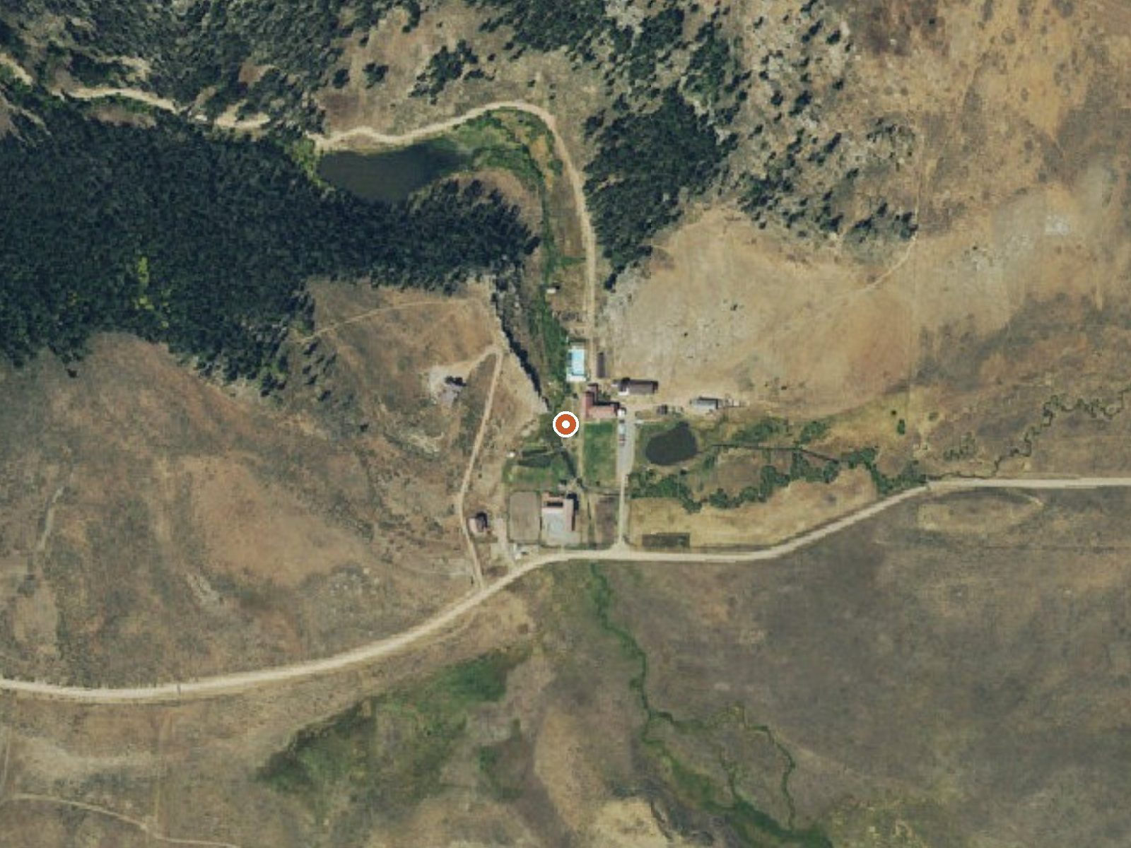 Aerial view of the ground around Upper Waunita Hot Springs