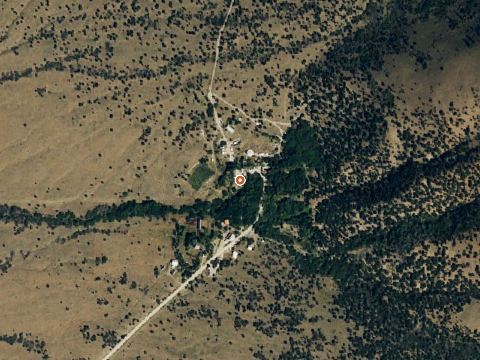 Aerial view of the ground around Valley View Hot Springs