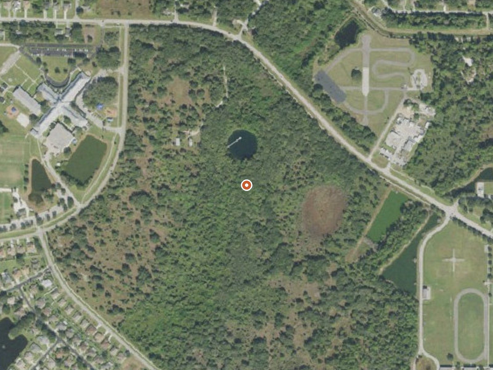 Aerial view of the ground around Little Salt Spring