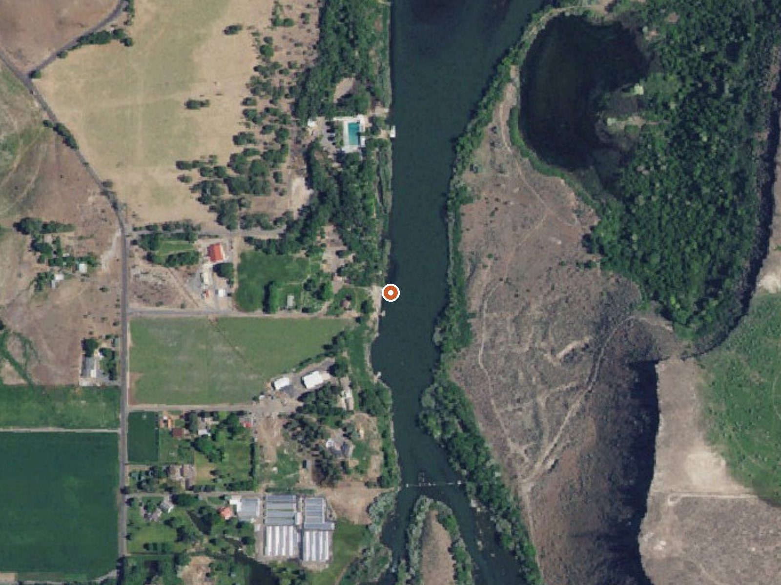 Aerial view of the ground around Banbury Hot Spring