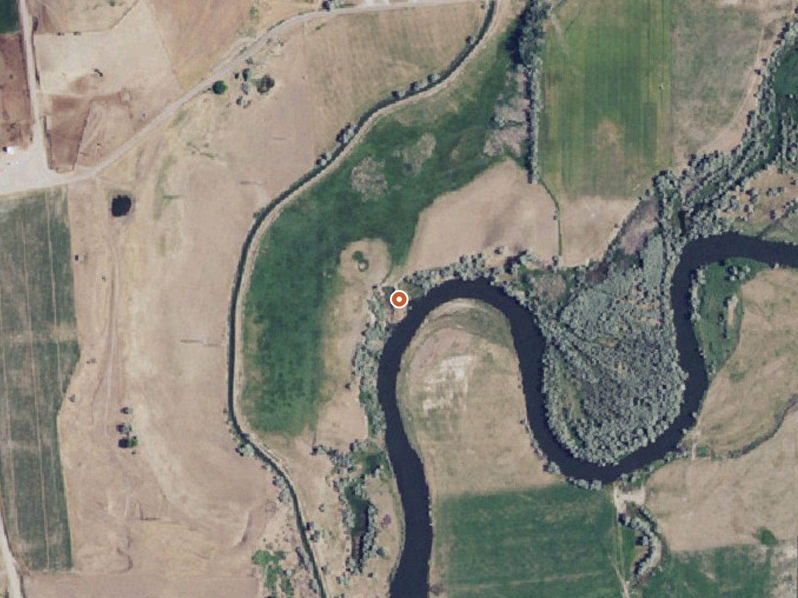 Aerial view of the ground around Battle Creek Hot Springs