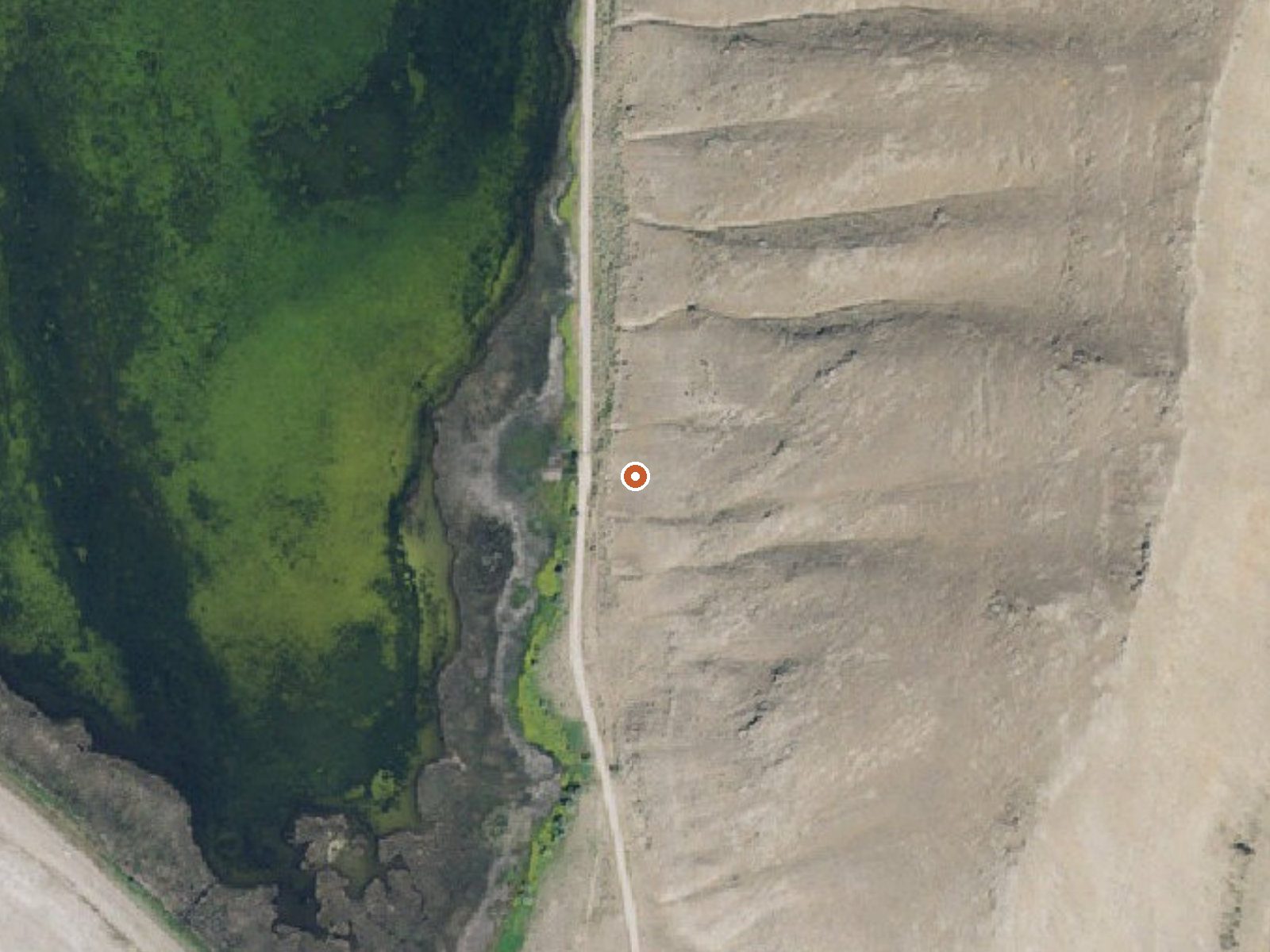 Aerial view of the ground around Bear Lake Hot Springs