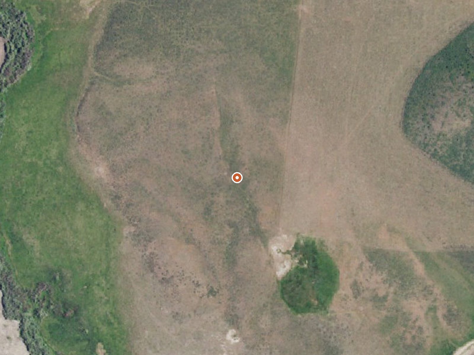 Aerial view of the ground around Blackfoot Reservoir Warm Spring