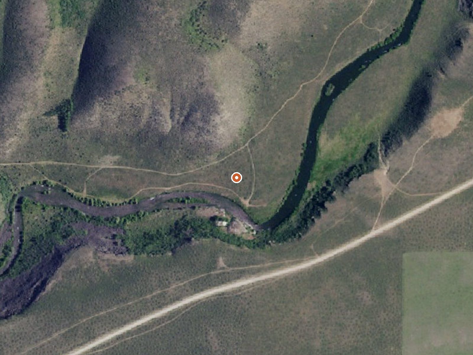 Aerial view of the ground around Blackfoot River Warm Spring
