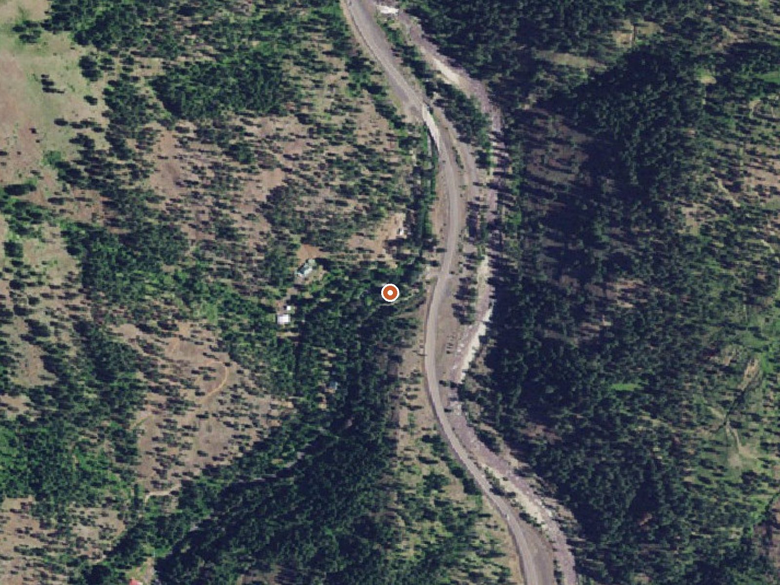 Aerial view of the ground around Boulder Creek Spring